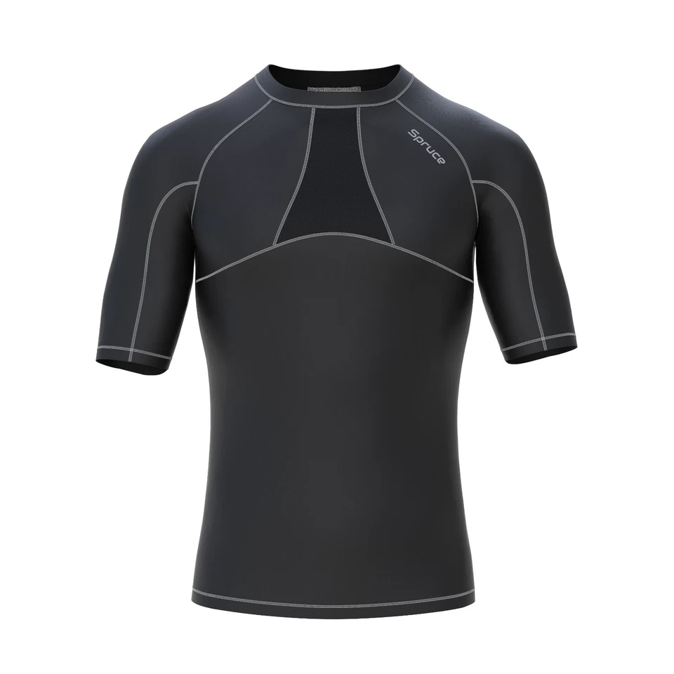 Mens Compression Short Sleeves Shirt with Mesh Panels Base Layer Top Gym Sports - Image 3 of 4