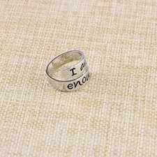 Quote Ring I AM ENOUGH Adjustable Jewelry Rhodium Plated Inspirational Words