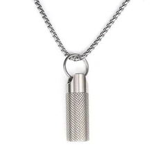 Small Pill Box Titanium Pill Fob Necklace Waterproof Pill Holder for Travel
