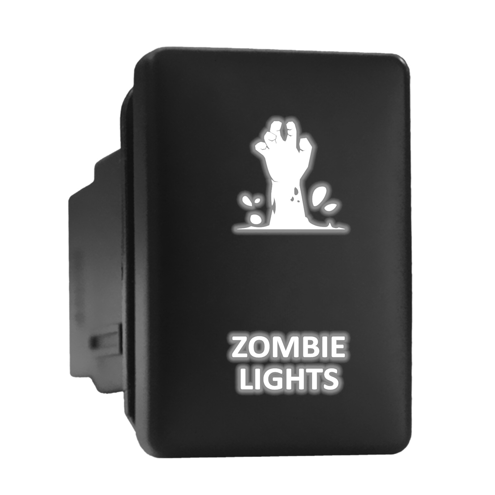 ZOMBIE LIGHTS White Backlit Short Push Button 1.28x0.87 for Toyota