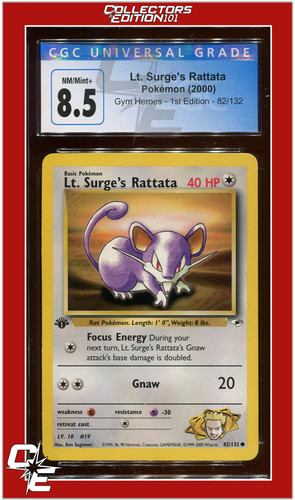 Lt. Surge's Rattata (1st Edition) graded CGC 8.5 for sale on eBay