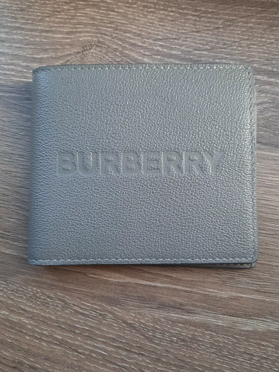 Genuine Burberry Logo Embossed Leather International Bifold Wallet Blue -  New