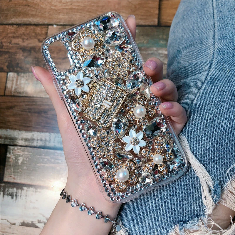 Estuche de cristal con diamantes de imitación de diamantes brillantes gemas brillantes de lujo para teléfonos celulares Foto 2 de 4