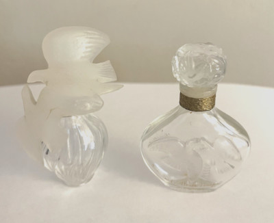 LALIQUE L'Air Du Temps Nina Ricci Two Doves Miniature Bottles EMPTY