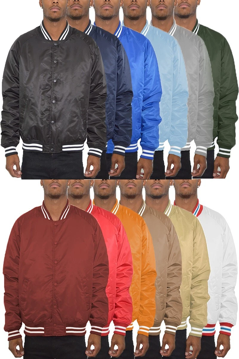 Men’s Bomber Jacket – Casual Varsity Stripe Button Closure Windbreaker Active
Opens in a new window