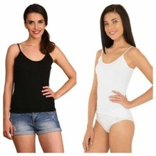 Jockey Women's Teens Plain SPAGHETTI TOP Daily 100 Cotton Adjustable Strap