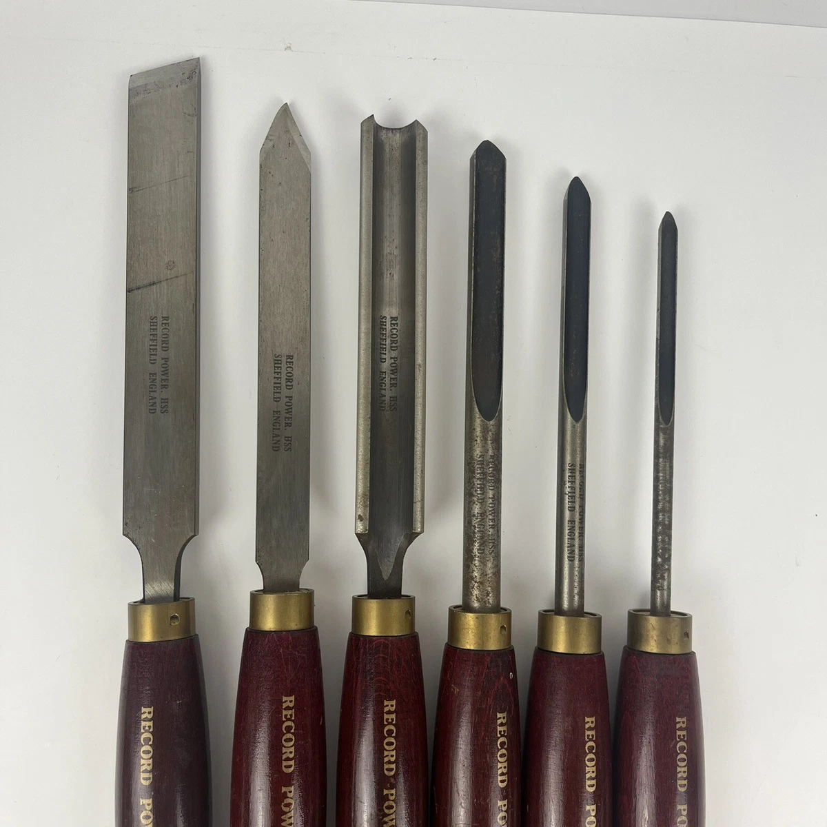 Lot Of 6 Record Power HSS Gouges Woodturning Lathe Chisels