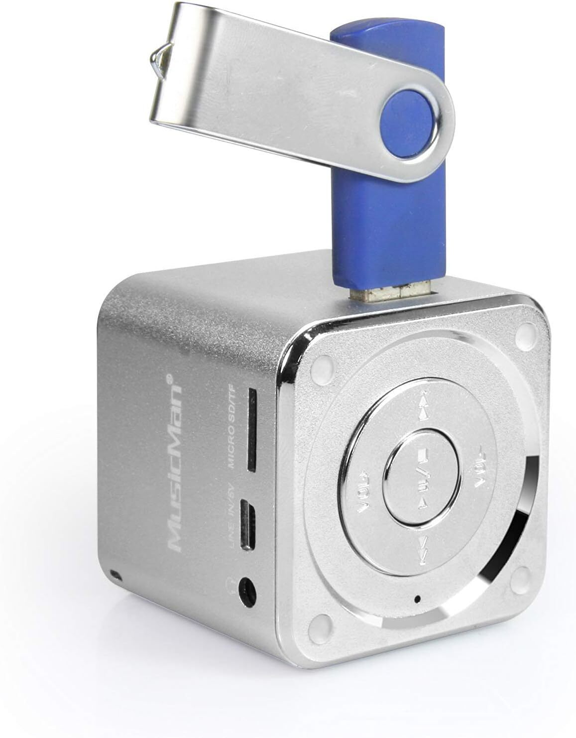 Altoparlante portatile MusicMan Mini Soundstation - Lettore MP3, USB, Argento