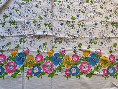 John Wolf Textiles Vintage Fabric Border Panel Flower Power Fabric 1970s Retro