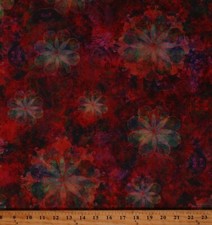 Cotton Floral Designs Flowers Swirls Red Fabric Print by Yard D654.20