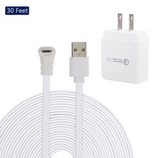 9M/ 30Ft Charger Cable and Adapter for Arlo Pro,Arlo Pro 2, Arlo Go Arlo Light