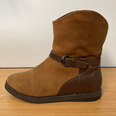 BATA Brown Casual Shearling Lined Side Zip Ankle Boots Womens 7 M
