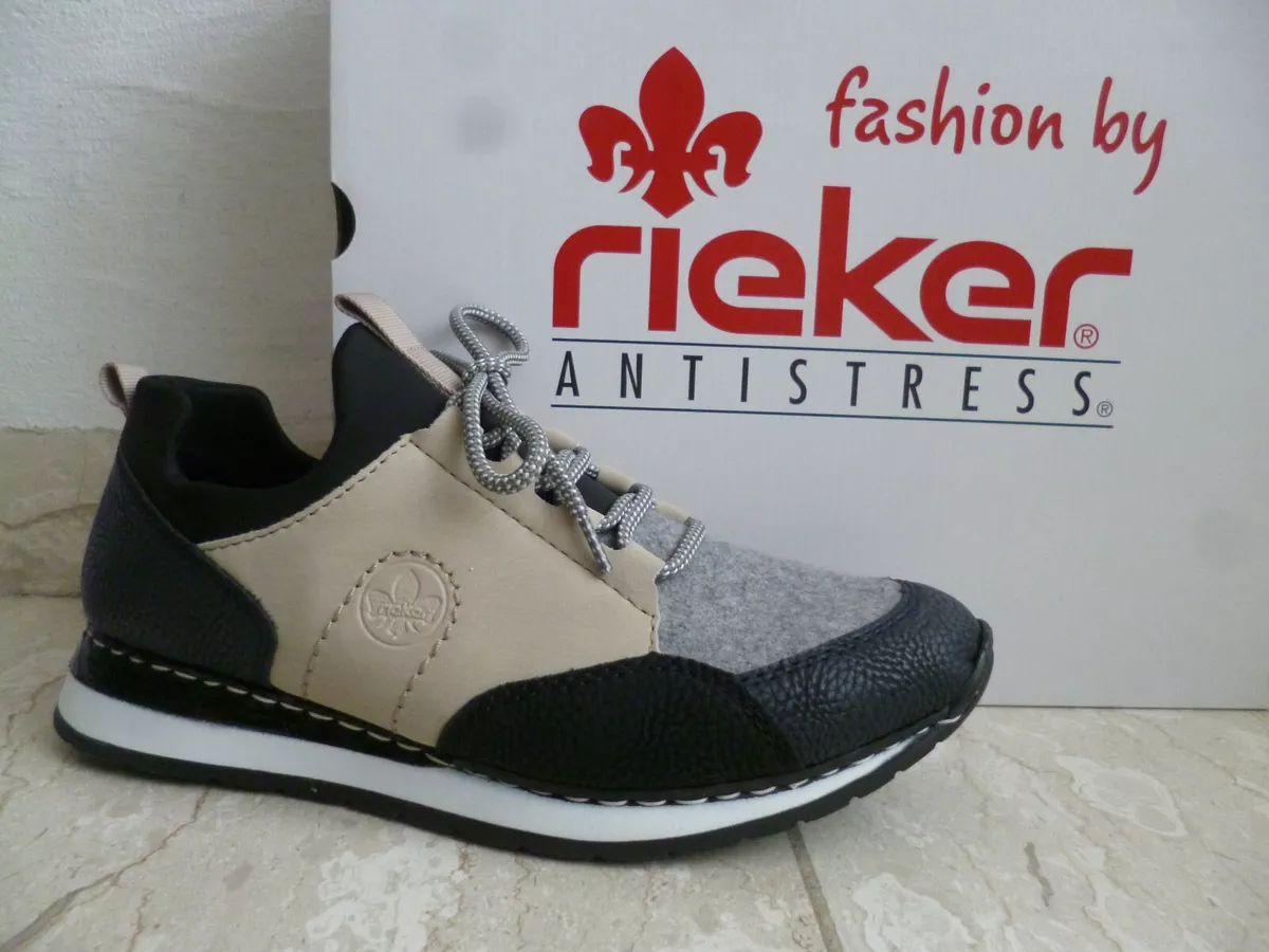 Rieker Mujer Zapatos de Cordones Mocasines Zapatillas Zapatos Beige/Azul  Nuevo