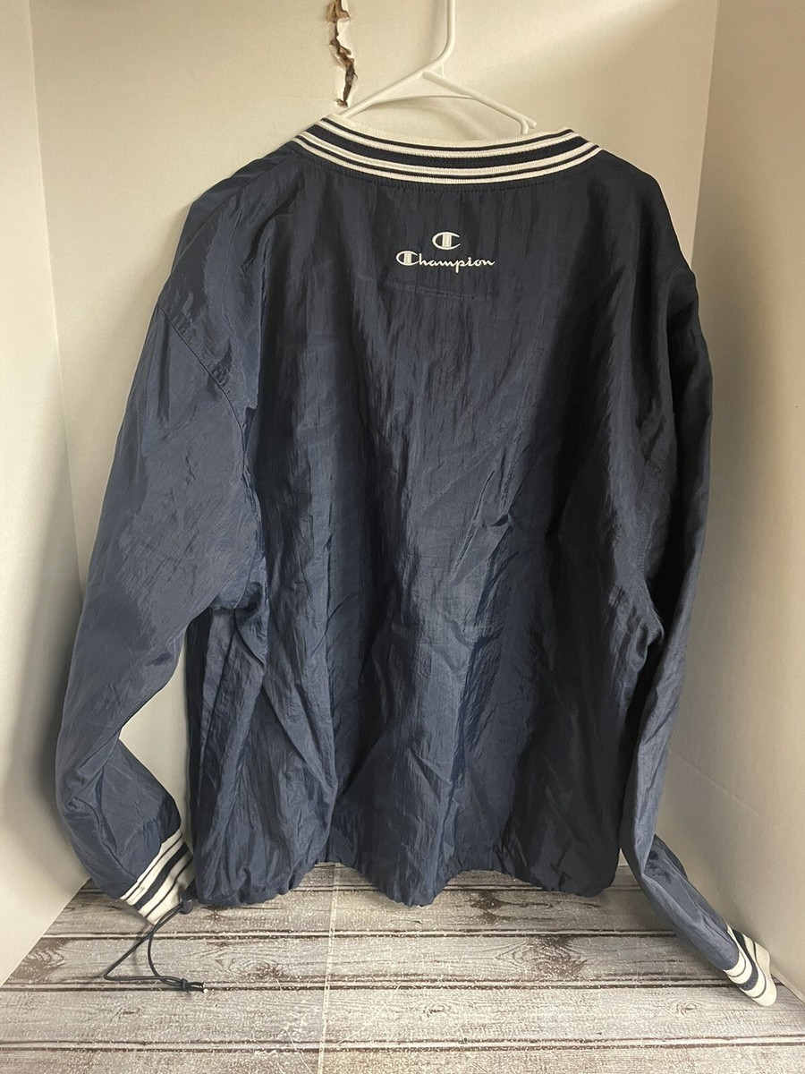 Vintage 90s Champion Windbreaker Blue Nylon Pullover V Neck Vintage 90s Champion Windbreaker Blue Nylon Pullover V Neck