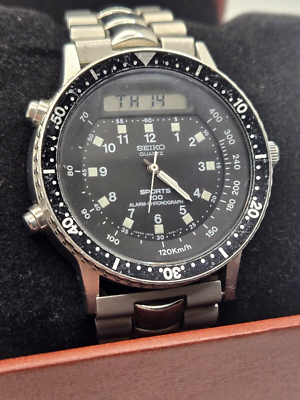 Vintage Seiko Mens Baby Arnie H556-5029 Quartz Stainless Steel