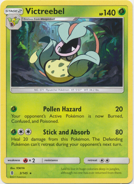 Pokemon Victreebel - 3/145 - Rare NM-Mint Guardians Rising