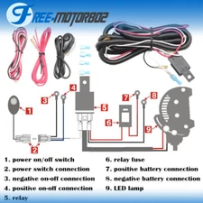 Universal LED Light Bar Fog Light Wiring Harness Kit 40A 12V Switch Relay Fuse