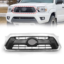 Fit For 2012 2013 2014 2015 Toyota Tacoma Front Bumper Grille Chrome Shell Black
