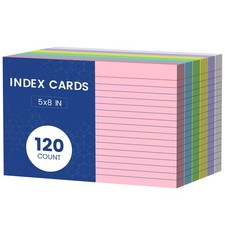 120 Count Index Cards 5x8, 6 Colors large 5x8 INCH - 120 Count, Multicolored