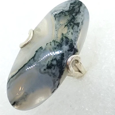 RARITÄT NATUR Mooschalcedon Moosachat RING *33x14mm* 925 Silber Gr17 Chalcedon - Bild 1 von 4