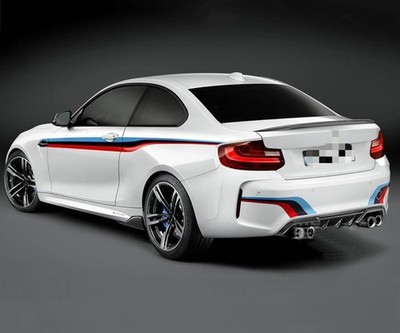Tricolor Racing Stripe Car Side Sticker For BMW M Performance Rear Bumper Decals