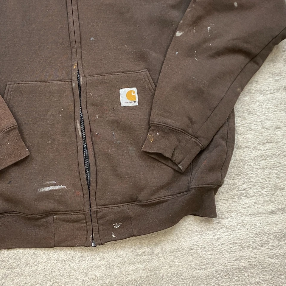 Carhartt J149 Thermal Lined Hoodie Medium Brown Outdoor Preppy Workwear Full Zip - Image 2 of 4