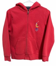 Polo Ralph Lauren Tie-Dye-Print Big Pony Fleece Hoodie Red Boys Size M 10-12