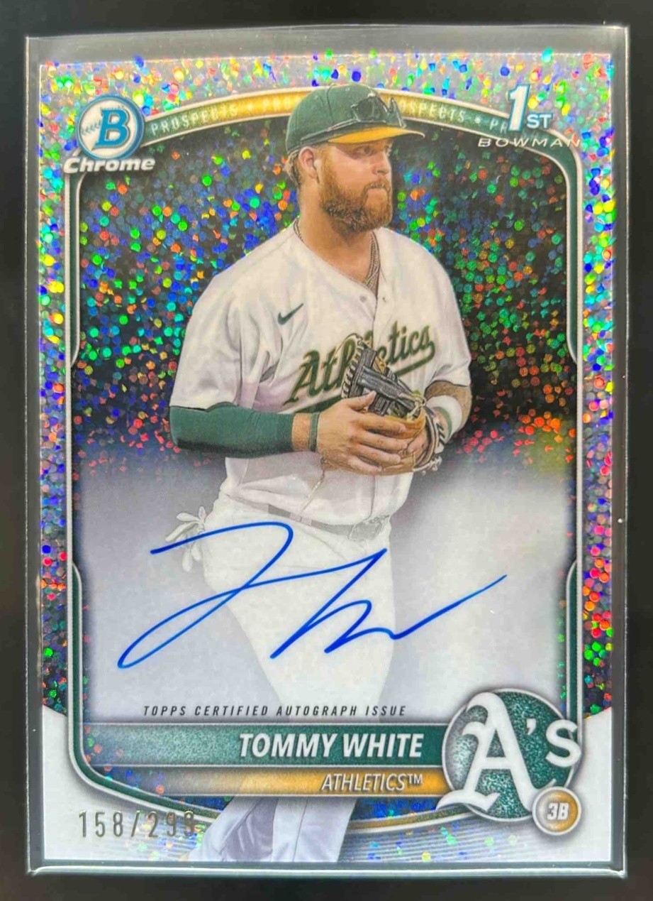 2025 Bowman Chrome Tommy White Auto Speckle Refractor 1st Prospect #158/299