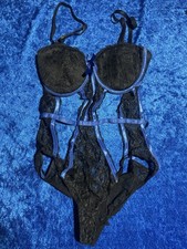 Vintage Lace Bodysuit Lingerie Padded Bra One Piece Size Small