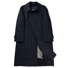 Aquascutum Pure Silk Detachable Liner Bal Collar Coat Dark Navy 38 M F/S