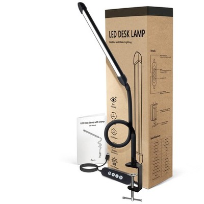 Phimuezl LED Desk Lamp with Clamp, Clamp Light Adjustable Color Black 