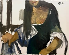 French Cubism Boudoir Interior Oil Painting Original Signed Woman 16x20 Canvas