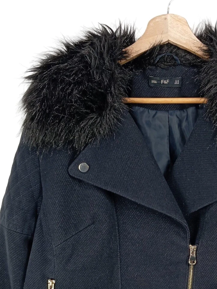 F&F Abrigo corto Mujeres Abrigo Talla EU 46 negro look casual - Imagen 3 de 4