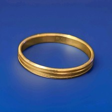 10k Yellow Gold 3mm Milgrain Half Round Wedding Band Ring Size 9