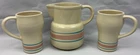 Vintage McCoy Pottery Pitcher and Mug Set Cream Glaze With Pink and Blue Strips