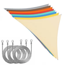 Waterproof Triangle Sun Shade Sail Canopy Fabric Outdoor With 12 Feet Cables