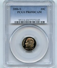 2006 S 10C Roosevelt Dime PCGS PR69DCAM