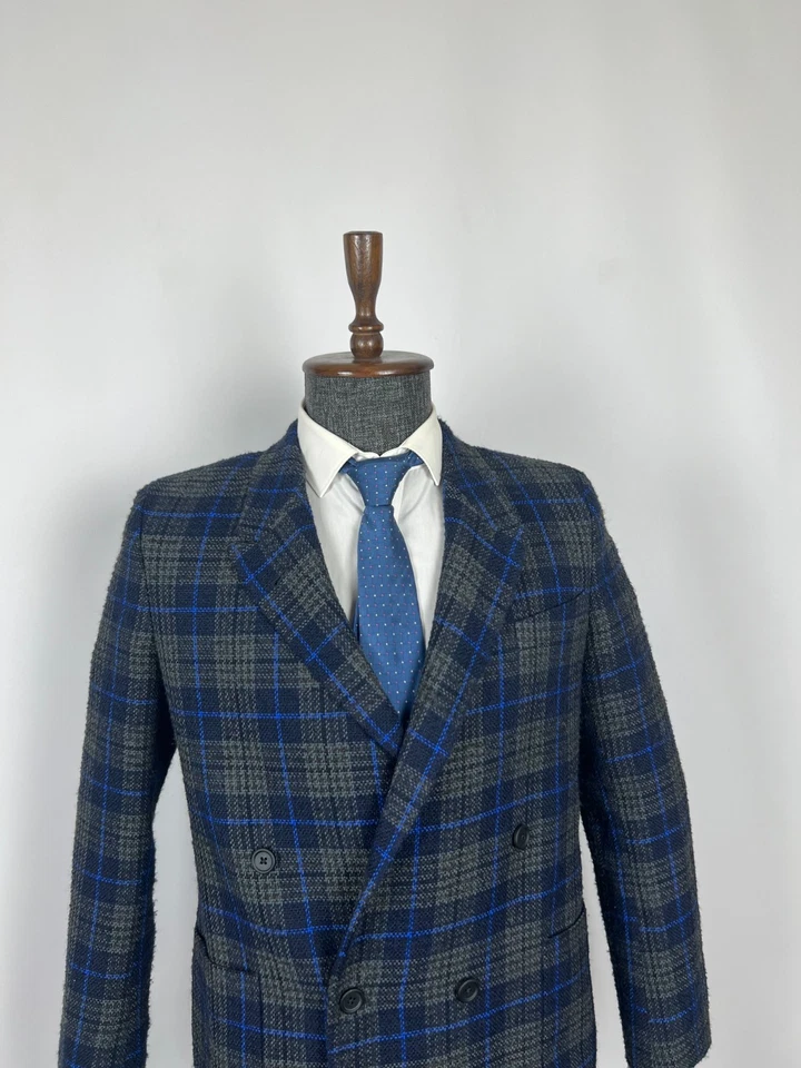 Chaqueta Blazer Paul Smith Para Hombre Doble Pecho Cuadros Azul Marino Gris Talla US 36 Foto 3 de 4