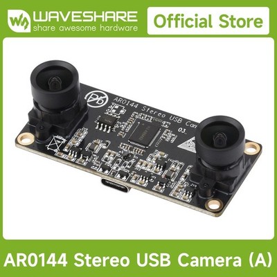 Waveshare AR0144 2MP Stereo USB Camera Module, AR0144 Sensor Chip, USB2.0 Port