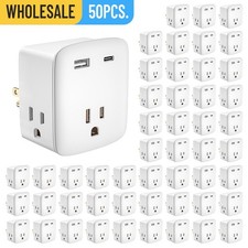 3 Outlet 2USB Extender Indoor Grounded AC Power Wall Tap Travel Adapter Plug