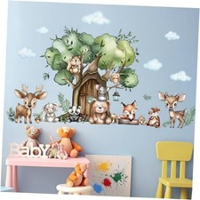 Jungle Animal Wall Stickers Forest Safari Wall Decals Kid Tree House Animals
