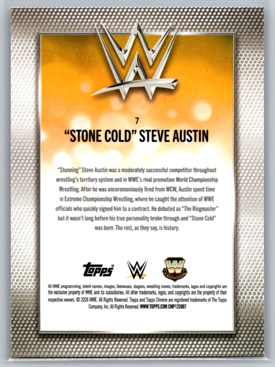 we original ストーンクールボード Stone Cold Steve Austin 2026 Topps Chrome WWE Base Set Card #7
