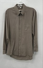 John Henry Men's Button-Down Khaki Long-Sleeve Shirt Size 31/33