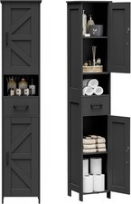 67" H Tall Bathroom Storage Cabinet W/ Barn Doors  Drawer