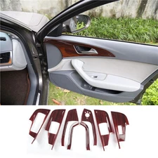 Inner Glass Window Lifting Lock Panel Molding Trim For Audi A6l 2012-18 Red Wood
