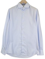 SUITSUPPLY Men's Formal Shirt 41/16 Extra Slim Blue Striped Pure Cotton Try On 