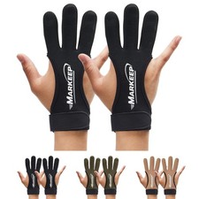 Archery Gloves Shooting Hunting Leather Guard 3-Finger Guard Protective ,2 Pack
