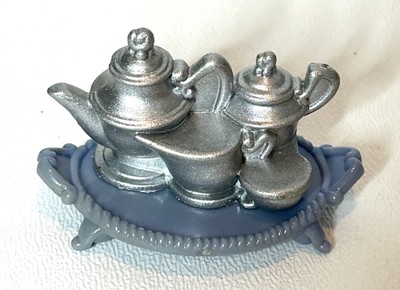 Fisher Price Loving Family Dollhouse Food Blue Tray Silver Color Tea Pot Time