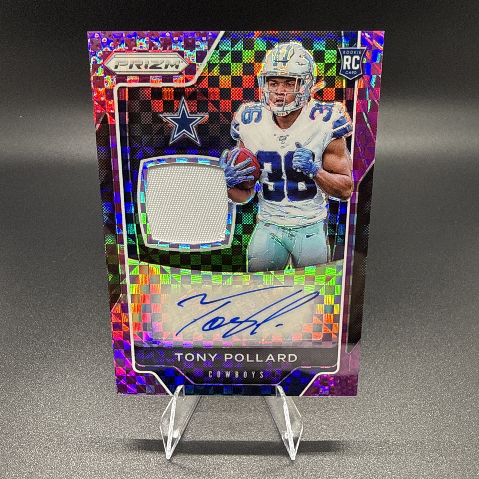 Tony Pollard 2019 Prizm Purple RPA Rookie Patch Auto 6/30 RPA-TP