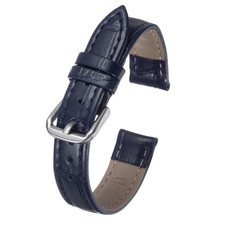 Leather Watch Bands 17mm Quick Release Cowhide Straps 4pcs Spring Pin Dark Blue